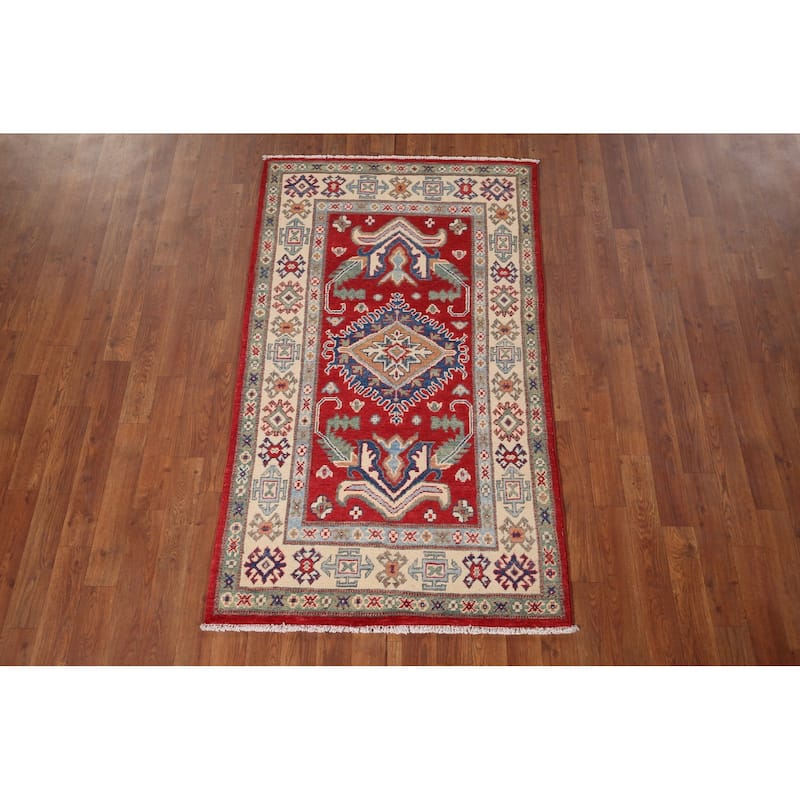 Oriental Red Kazak Accent Rug Hand-Knotted Wool Carpet - 3'0" x 5'1"