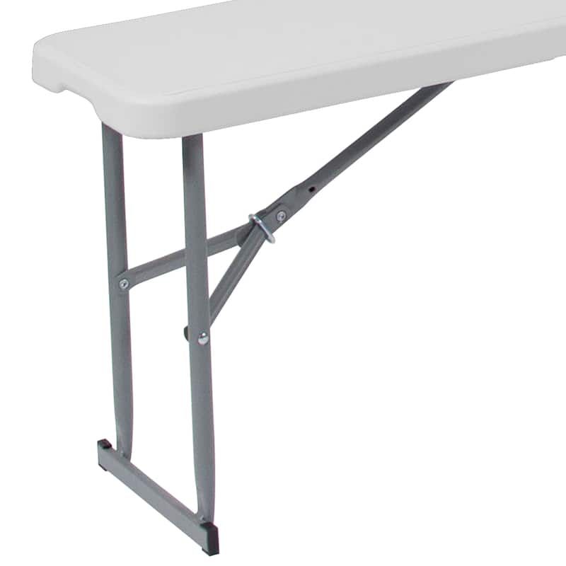 10.25"W x 71"L Bi-Fold Granite White Plastic Bench with Carrying Handle