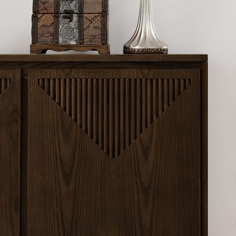 Mid Century Modern V-shape Storage Cabinet, Buffet Cabinet with Storage, Narrow Side Cabinet