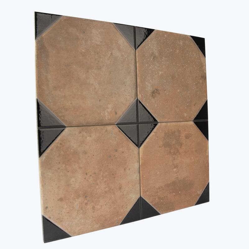 Merola Tile Kings Nonna with Black Corner 17-7/8" x 17-7/8" Porcelain Floor and Wall Tile