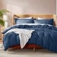 preview thumbnail 95 of 175, Nestl Ultra Soft Double Brushed Microfiber Duvet Cover Set with Button Closure Navy Blue - California King