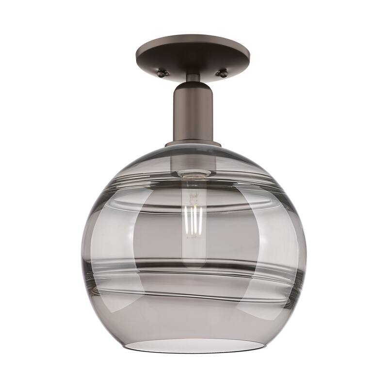 Innovations Lighting Endless Possibilities Arcadia - Rochester - 1 Light 10" Semi-Flush Mount - Oil Rubbed Bronze/Light Smoke