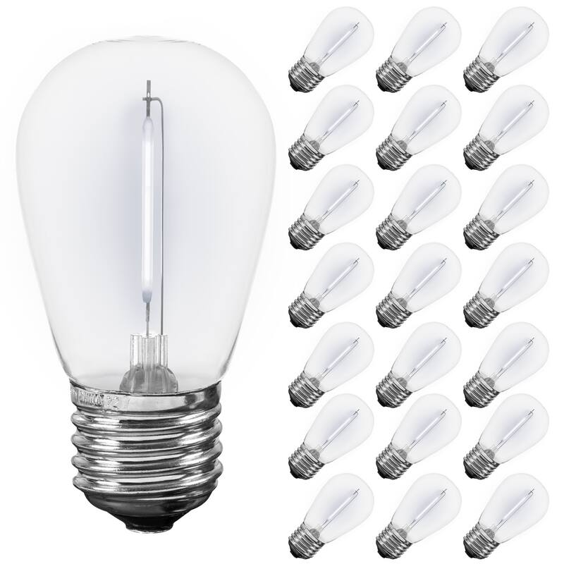 25 Pack LED S14 Outdoor Patio Edison Replacement Bulbs, Warm White, E26 Base - White