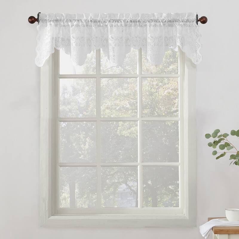 No. 918 Alison Sheer Lace Kitchen Curtain Valance - White