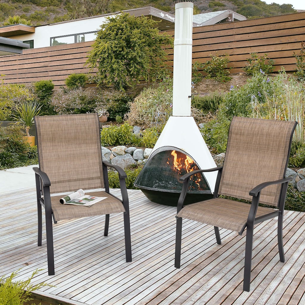 Nuu Garden Textilene Outdoor Chair Set, Powder-coated Metal Frame, Set of 2