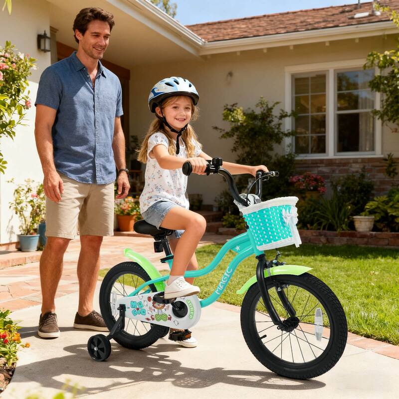 Costway 12”/14”/16”/18” Kids Bike with Training Wheels, Basket, Hand & - See Details