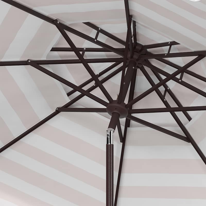 SAFAVIEH Outdoor Blagovesta 9Ft Round Double Top Crank Umbrella