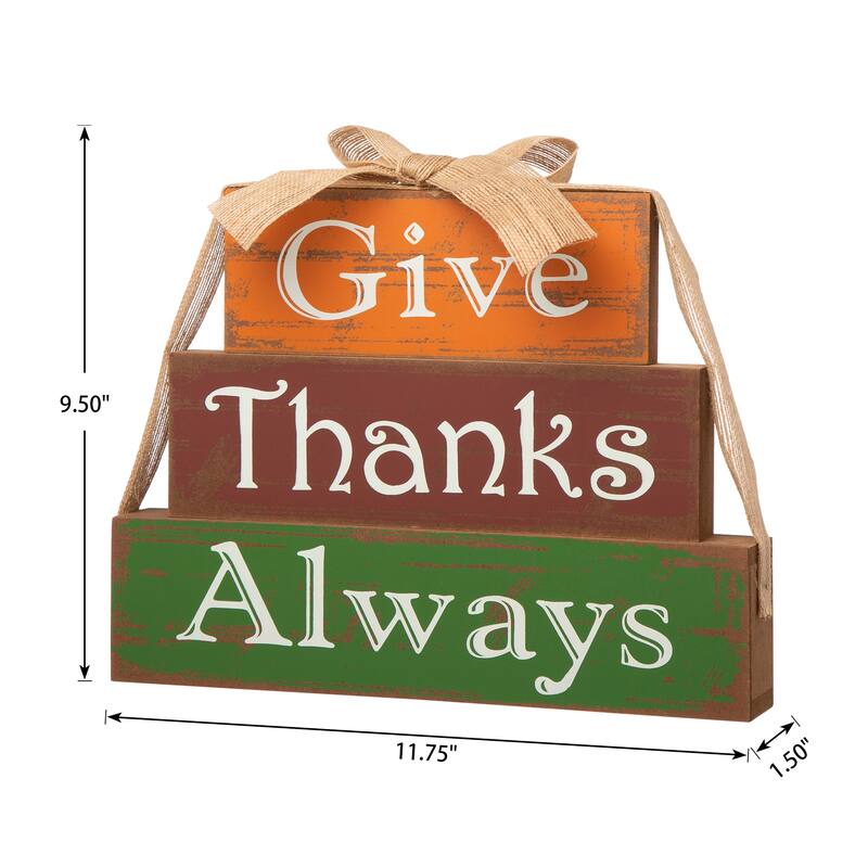 Glitzhome Fall Harvest Thanksgiving Wooden Block Set