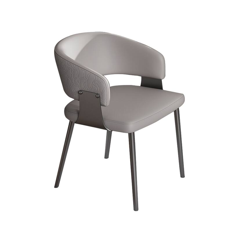 Modern PU Leather Dining Chairs Set of 2 Ergonomic Armrests Comfortable Sponge Cushion Sturdy Frame