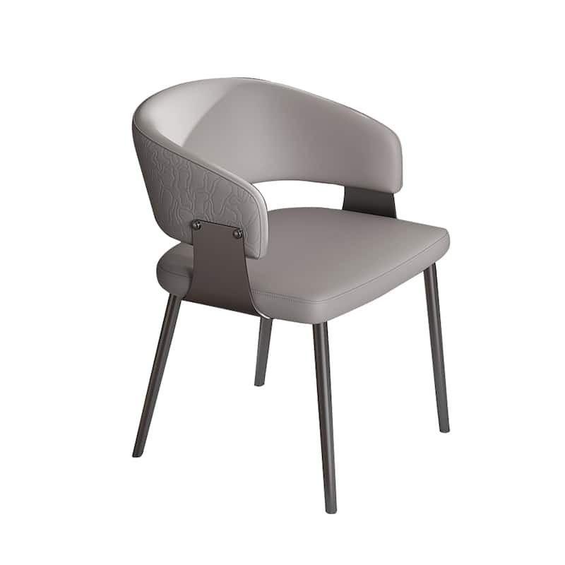 Stylish Dining Chair Set of 2, Faux Leather Armchair with Metal Frame, Modern Breakfast Nook Kitchen Chair