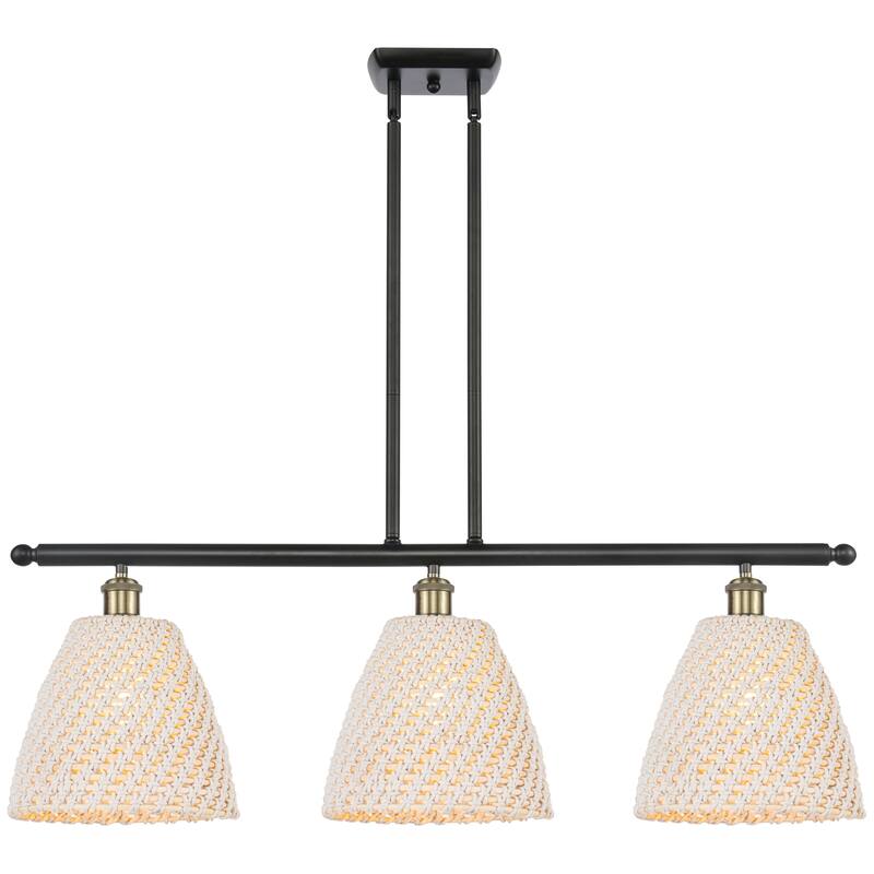 Innovations Lighting Endless Possibilities Ballston - Bristol Natural - 3 Light 36" Stem Hung Island Light - Black Antique Brass
