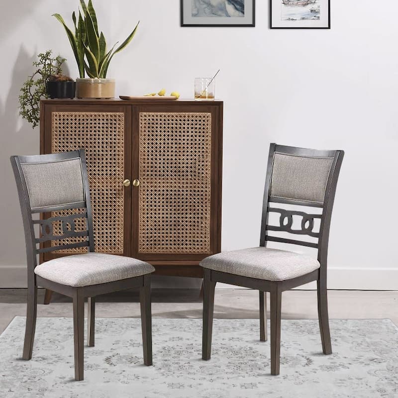 Fabric Upholstered Dining Chair with Panel Back and Knot Cut Outs - 38 H x 22.5 W x 18 L