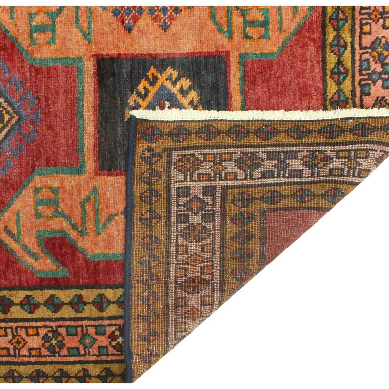 Fine Vintage Distressed Balthild Red/Charcoal Runner - 3'10" x 12'3"