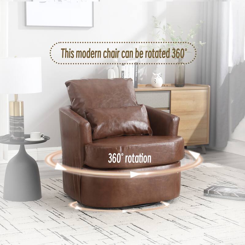 32.68" Swivel Barrel Chair with Metal Base