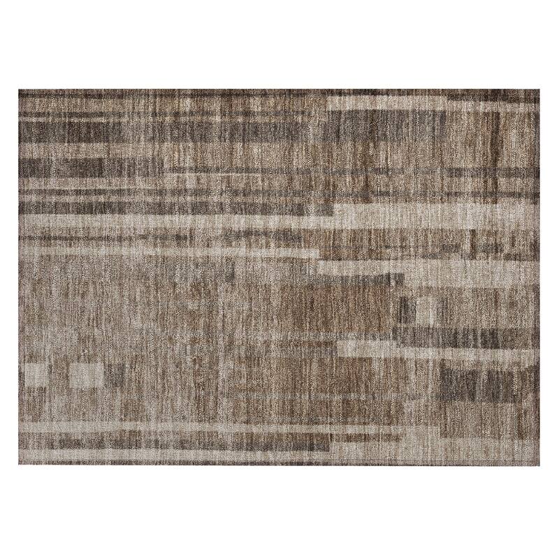 Machine Washable Indoor/ Outdoor Modern Stripes Chantille Rug