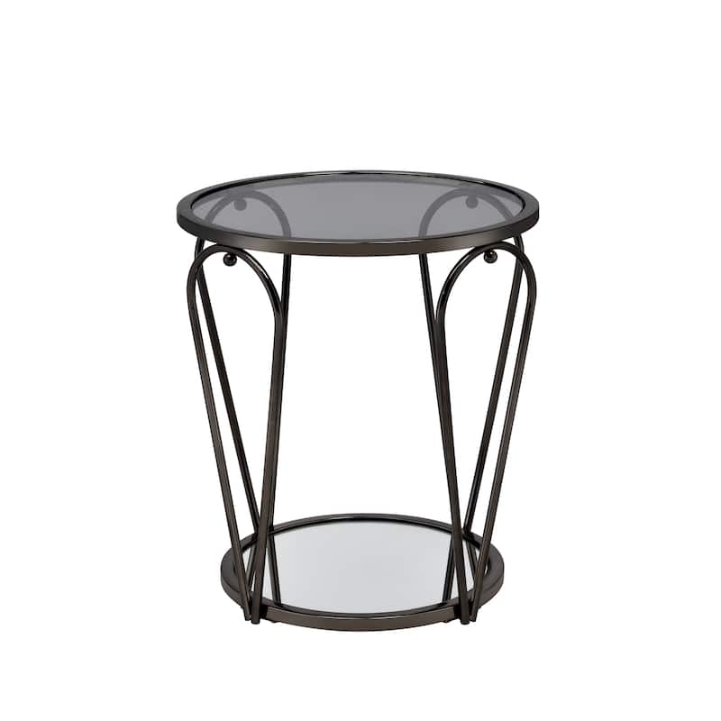 Gable Glam 2-Piece Glass Top Coffee Table Set with Shelf by Furniture of America