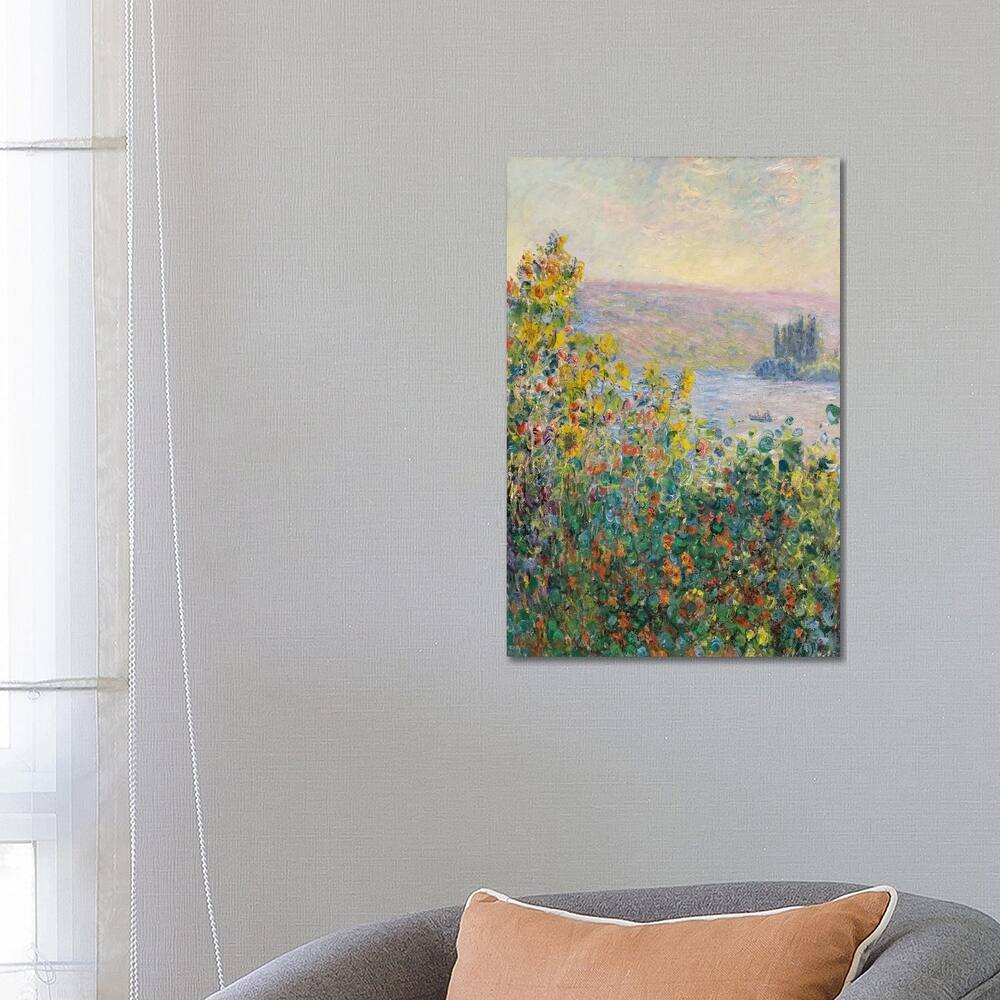 iCanvas "Flower Beds at Vetheuil" by Claude Monet Canvas Print
