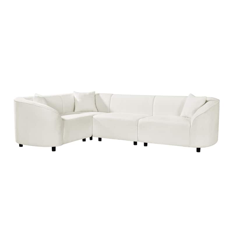 Roomfitters 104" L-Shaped Curved Bouclé Sectional Sofa, 4-Seater Modern Contemporary Couch for Living Room