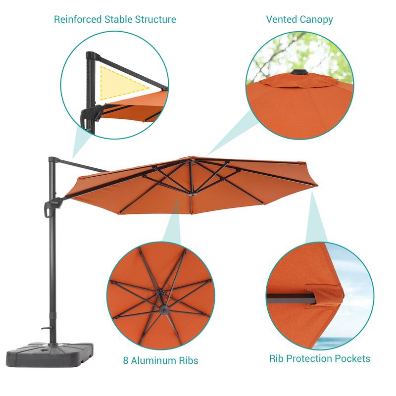 Bonosuki 11FT Patio Cantilever Umbrella With Resin Base