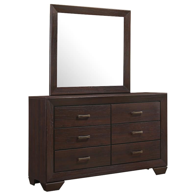 6-Drawer Dark Cocoa Dresser with Mirror, Modern Styling, Spacious Storage Drawers, and Smooth Glide Hardware