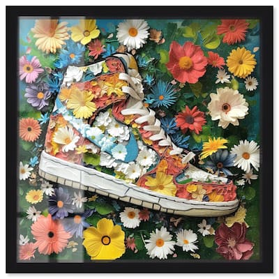 Painted in Floral Sneaker Shadowbox by Art Remedy