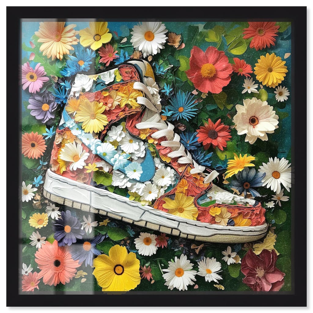Painted in Floral Sneaker Shadowbox by Art Remedy