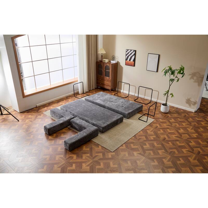 Floor Couch,Compression Sofa,Convertible Floor Sofa Bed-with Pillow Back Support Armrest,Comfy Futon Couch Lounge Sleeper Bed