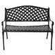 preview thumbnail 5 of 6, Sunnydaze 2-Person Black Checkered Cast Aluminum Outdoor Patio Garden Bench