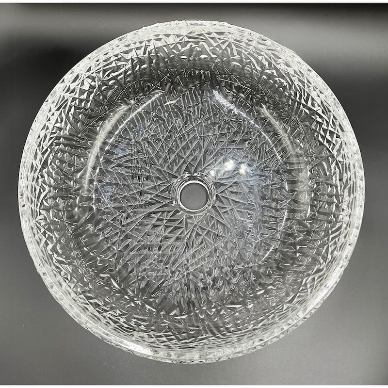 Moonshell Round Basin Glass Crystal Bathroom Vessel Sink - 18"