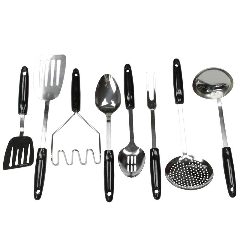 Chef Craft 8 Piece Select Stainless Steel Kitchen Tool and Utensil Set - Black