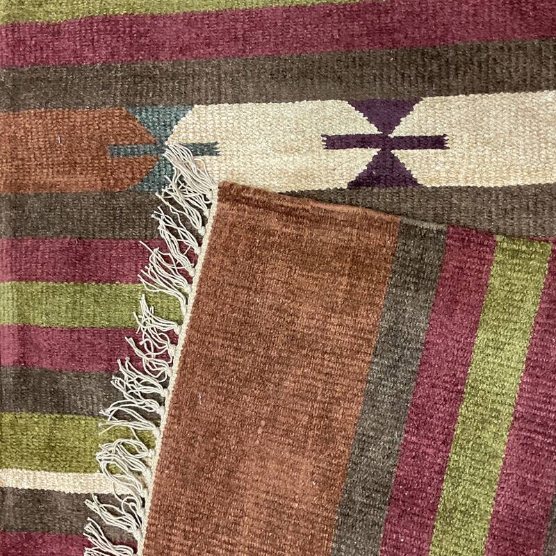 HERAT ORIENTAL Handmade 2'6 x 12' Chenille Geometric Kilim Runner - 2'6" x 12'1"