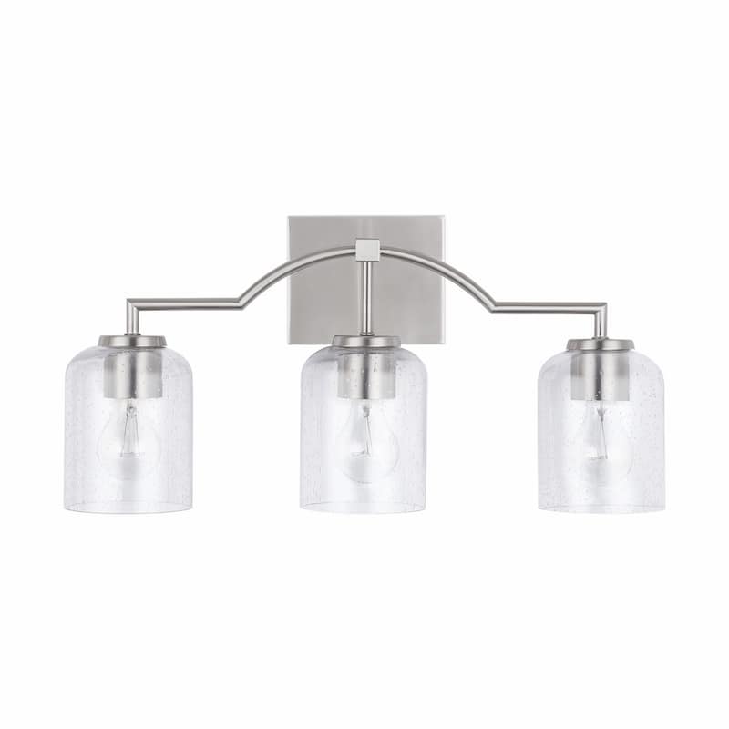 Carter 3-light Bath/ Vanity Fixture w/ Clear Seeded Glass - Brushed Nickel