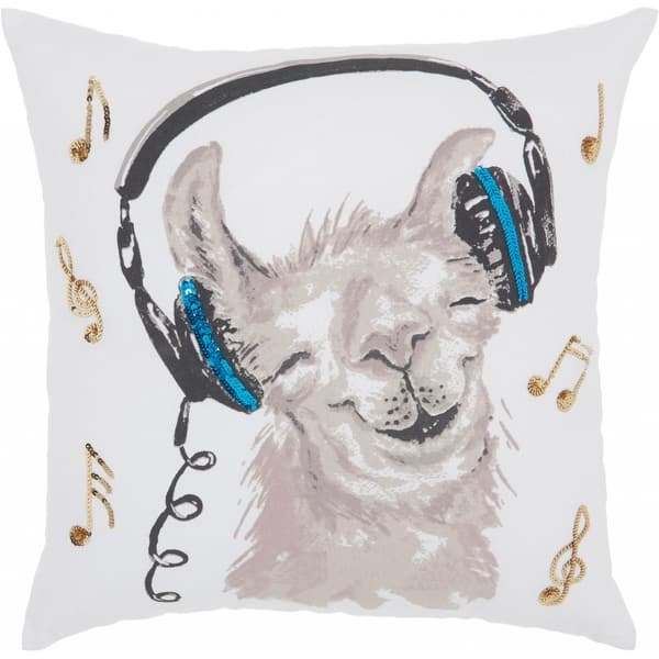 White And Teal Groovy Llama Throw Pillow White And Teal Groovy Llama Throw Pillow