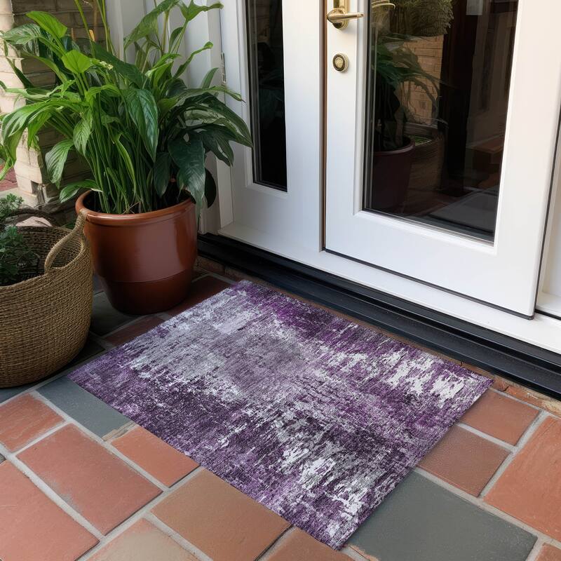Machine Washable Indoor/ Outdoor Chantille Abstract Contemporry Rug