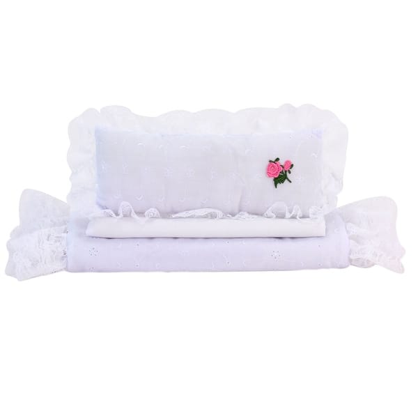 slide 2 of 4, Sophia's - 18" Doll - Eyelet Bedding set - White
