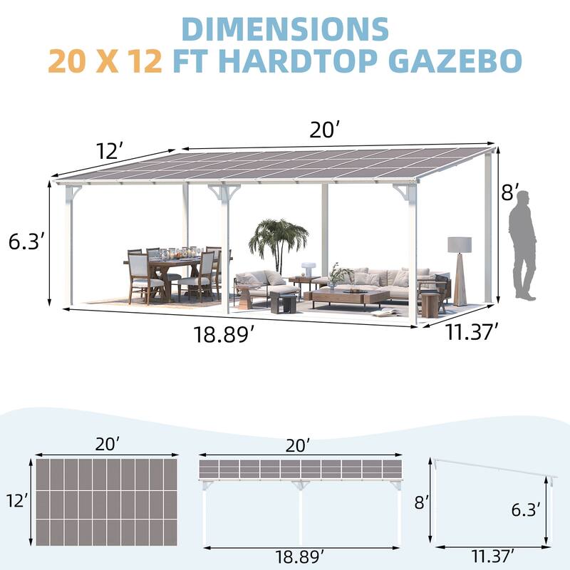AECOJOY Wall Mounted Gazebos Pergola Gazebo Awnings for Backyard