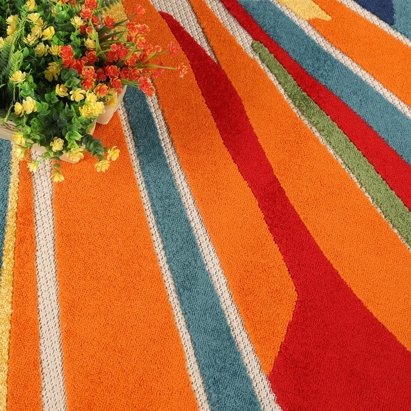 Superior Geometric Abstract Indoor Outdoor Runner or Area Rug