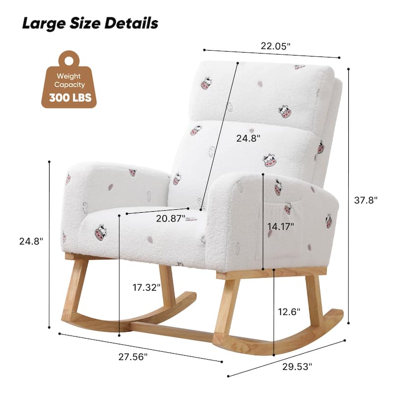 HOMYKA 28" Wide Rocking Chair for Nursery with Solid Wood Leg