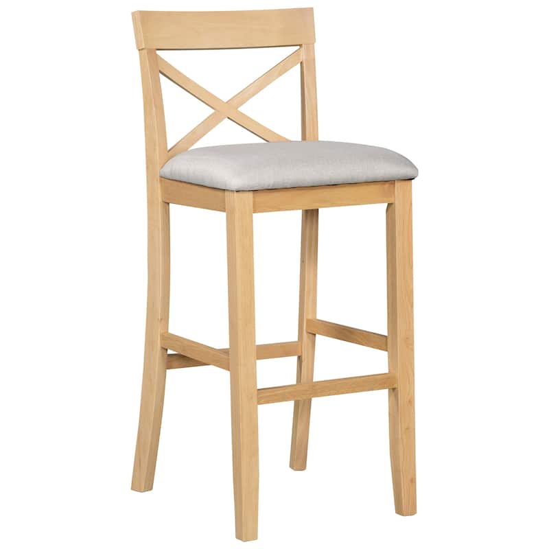 Roomfitters 3-Piece Bar Height Dining Set, 48" Wood Breakfast Nook Table with 2 X-Back Chairs for Small Spaces