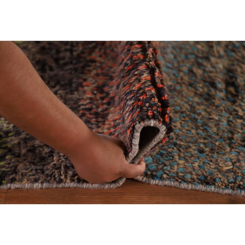 Checkered Plush Moroccan Oriental Area Rug Handmade Wool Carpet - 7'11" x 10'9"