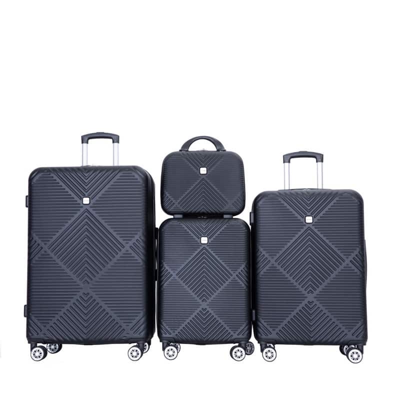 4-piece ABS Lightweight Suitcase - Black