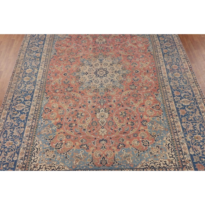 Najafabad Persian Large Vintage Rug Hand-Knotted Wool Carpet - 10'11" x 16'2"