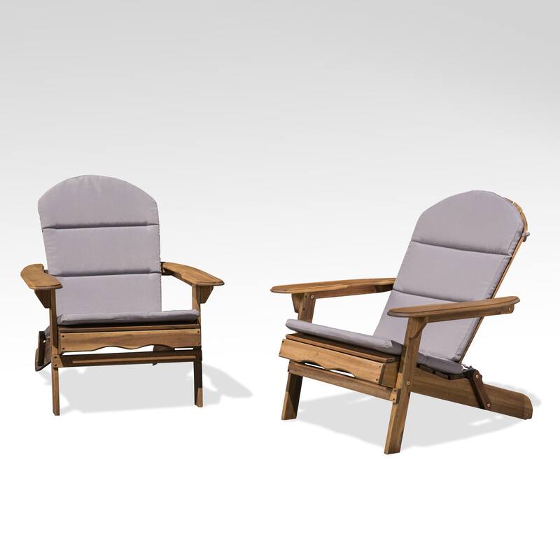 Malibu Outdoor Acacia Wood Folding Adirondack Chairs with Cushions (Set of 2) by Christopher Knight Home