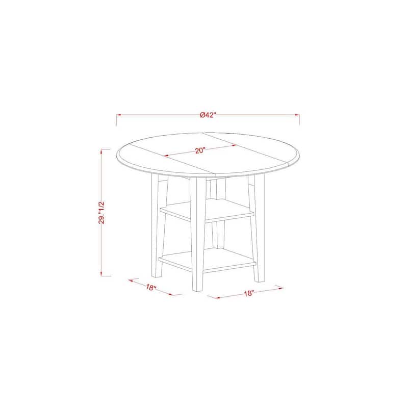 HomeStock 5-Pc Linen White Finish Solid Wood Top - Round Dining Room Set with High Back - Seats 4
