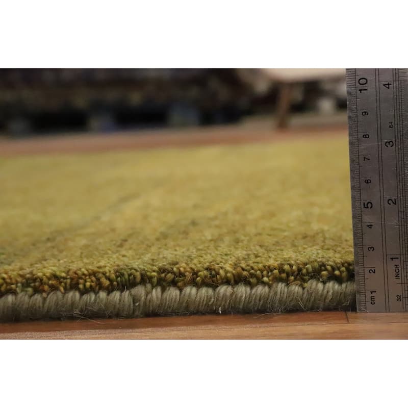 Hand Knotted Oriental 100% Wool Carpet Modern Modern Green Gabbeh Area Rug - 6' 2'' X 5' 0''