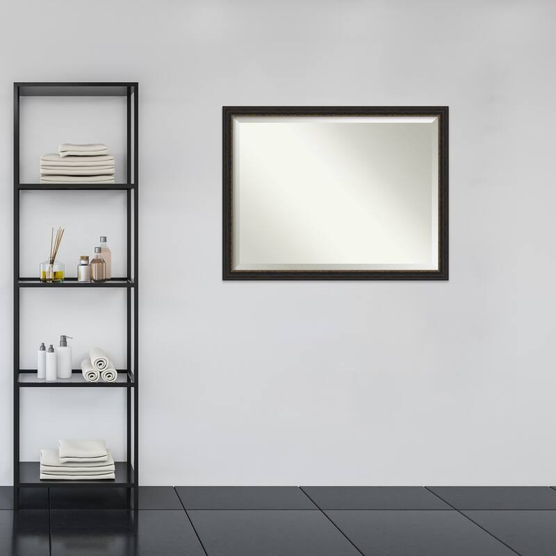 Beveled Bathroom Wall Mirror - Accent Bronze Narrow Frame