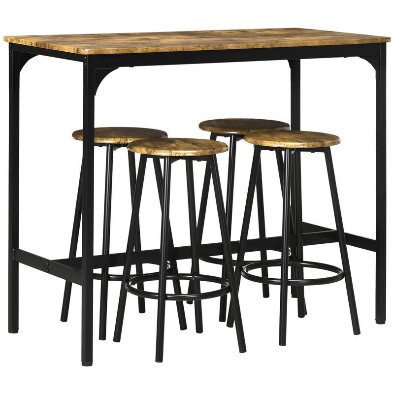 HOMCOM 5-Piece Counter Height Bar Table and Chairs Set