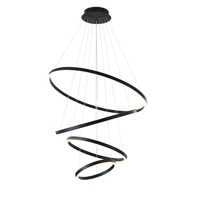 Matte Black LED Chandelier With Halo Rings