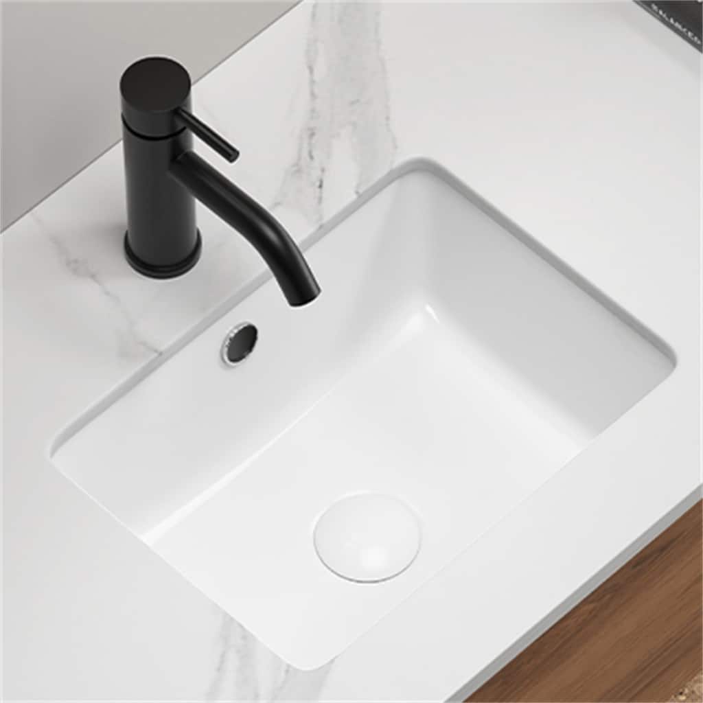 Porcelain Ceramic Vessel Sink Deep Basin w/ Overflow Under the Counter