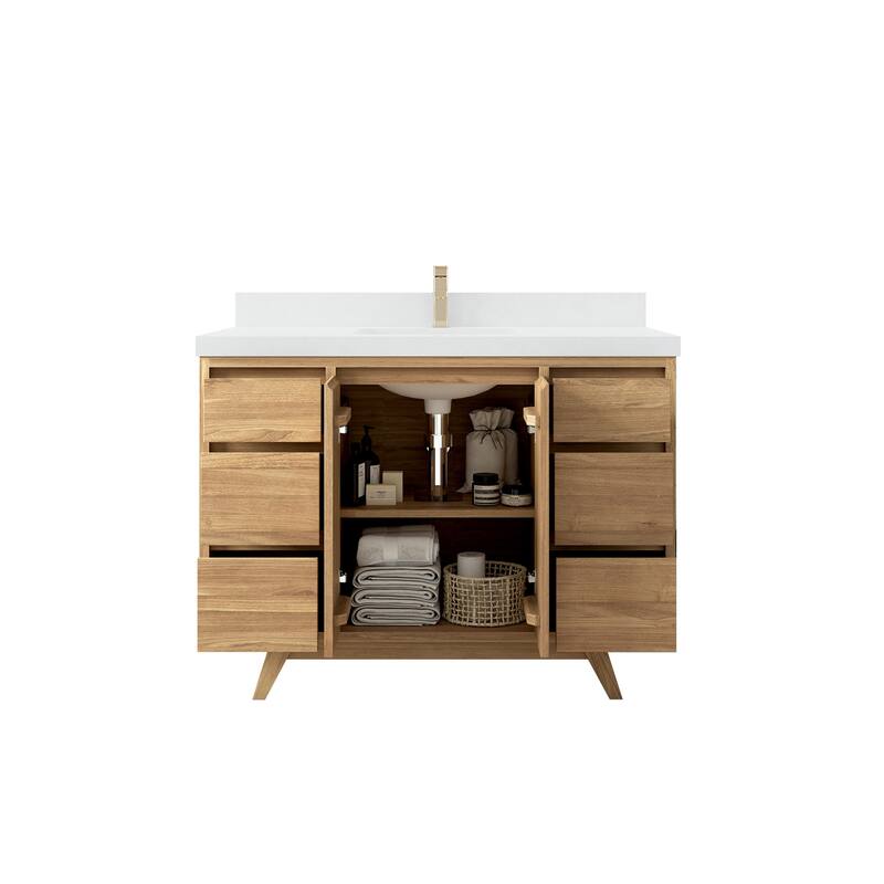 Willow Collections 48 in. W x 22 in. D Madison Teak Single Sink Bathroom Vanity with Countertop